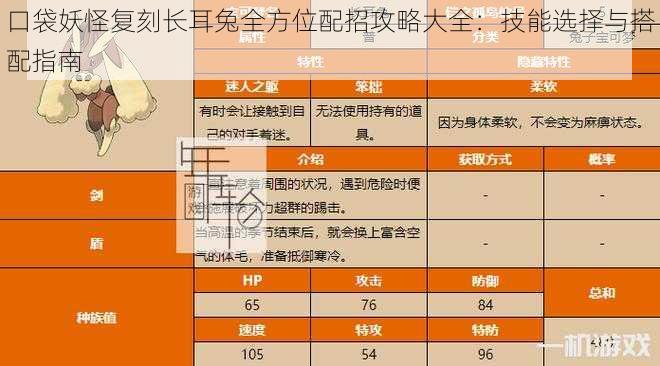 口袋妖怪复刻长耳兔全方位配招攻略大全：技能选择与搭配指南