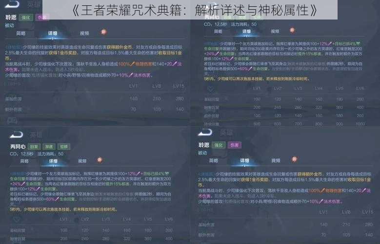 《王者荣耀咒术典籍：解析详述与神秘属性》