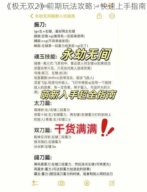 《极无双2》前期玩法攻略：快速上手指南