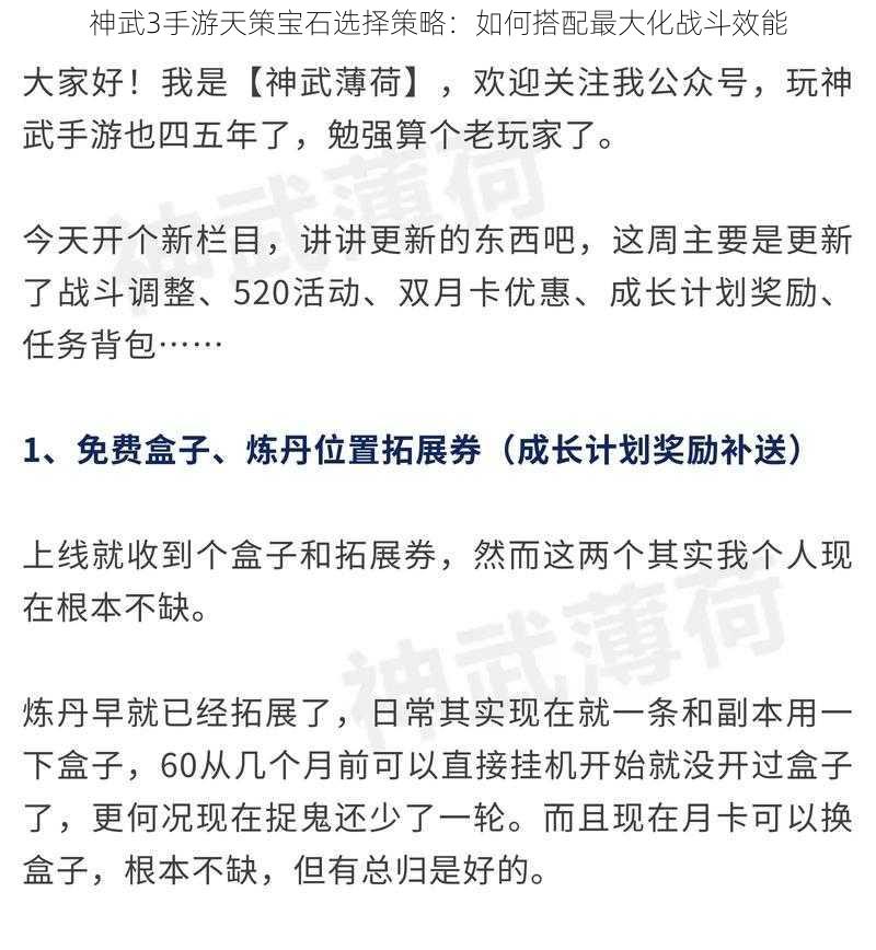 神武3手游天策宝石选择策略：如何搭配最大化战斗效能