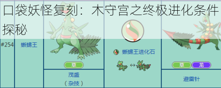 口袋妖怪复刻：木守宫之终极进化条件探秘