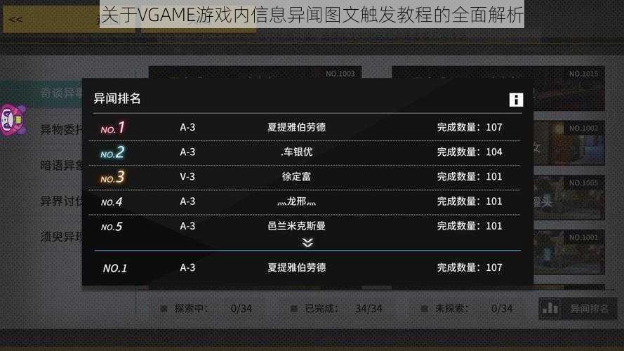 关于VGAME游戏内信息异闻图文触发教程的全面解析