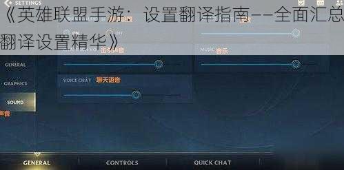 《英雄联盟手游：设置翻译指南——全面汇总翻译设置精华》